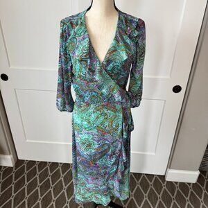 Veronica M paisley teal watercolor monet dress